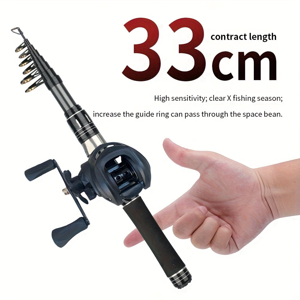 62.99/70.87/82.68/94.49in Ultra-durable Telescopic Portable Hard Carbon Sea Fishing Rod Set, 7.2:1 Baitcasting Wheel Combo, for Mobile Sea Fishing, Spinning Rod Professional