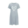 thumbnail image 5 of Juslio Women Nightgowns Crew Neck Heart Nightgowns Solid Blue Comfortable Sleepdress, 5 of 6