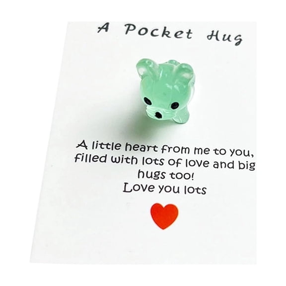 Mini Glow-in-the-Dark Puppy Pocket Hug Gift Card, Resin Decorative Card for Birthday Wishes and Holiday Greetings, Cute Nightlight Figurine with Message Card