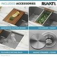 thumbnail image 2 of Ruvati Rebord de Poste de Travail de 32 Pouces Encastré sous l'Évier de Cuisine en Acier Inoxydable de Calibre 16 Bol Simple - RVH8300, 2 of 5