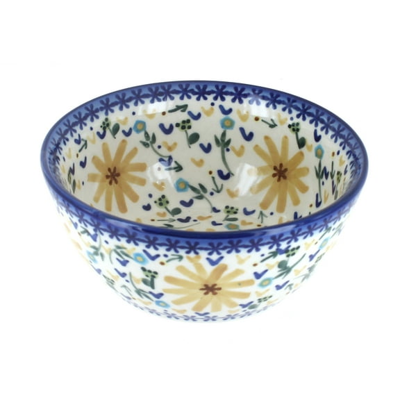 Blue Rose Polish Pottery Yellow Daisy Cereal/Soup Bowl