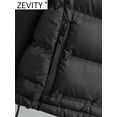thumbnail image 5 of ZEVITY, Chaqueta de algodón acolchada de retazos de manga larga con cuello levantado a la moda para mujer, abrigo para mujer, prendas de vestir exteriores elegantes con cremallera, Tops cortos CT5817, 5 of 5