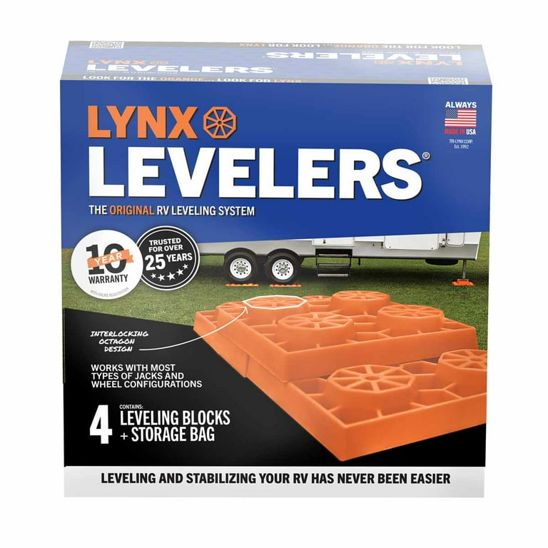 Lynx, RV Leveling Blocks, 4 Pack, Orange, Interlocking Modular