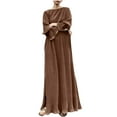 thumbnail image 1 of Robe Modeste à Manches Longues à Volants pour Femmes Robe Vintage Élégante à Col Rond Robe de Soirée Kaftan Unie Robe Maxi, 1 of 4
