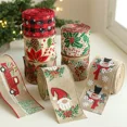 thumbnail image 4 of Rollo de 2 m de cintas de lino navideñas con estampado de copos de nieve y árboles de Navidad, para envolver regalos de Año Nuevo, manualidades navideñas y decoraciones, 4 of 5