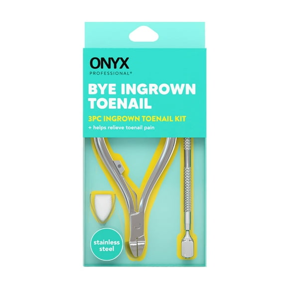 Onyx Professional Ingrown Toenail Kit with Toenail Clippers & Double-Ended Pusher, Color Silver