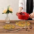 thumbnail image 2 of FREEAMG Cotton Colorful Cute Cats Floral 2 Pcs Woven Pot Holder Trivets Set,Round Coasters Placemat for Cooking Baking Hot Dish Pan Pot Bowl Teapot(7/9 Inches), 2 of 5