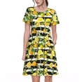 thumbnail image 1 of Vsdgher Orange et Citron pour Femmes Été 2025 Robes Midi Décontractées Légères Manches Courtes Col Rond Robe de Plage, 1 of 6