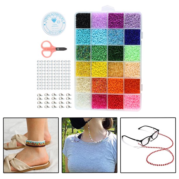 Material de abalorios Abalorio de arroz de plástico para pulseras Adultos Niños Accesorios de perlas de 2mm Macarena Perlas espaciadoras