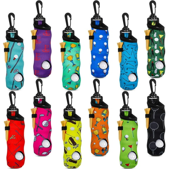 BlinkLLX 12 Pcs Golf Ball Tee Holder Neoprene Pouch Golf Ball Carry Bag Multicolor Portable Accessories for Man Woman