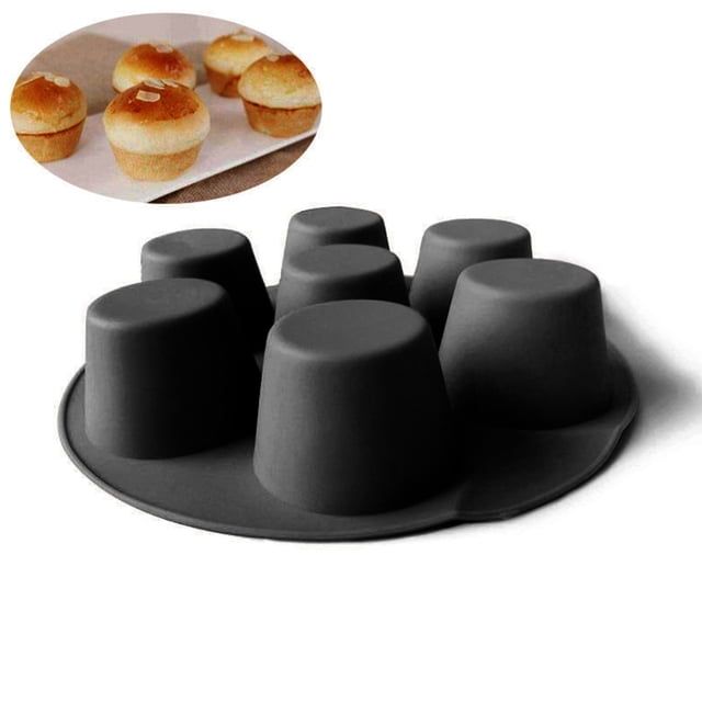 Molde De Torta Freidora de aire de 7 agujeros Molde redondo de silicona para pasteles Utensilios para hornear de cocina (Negro)