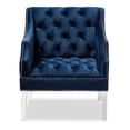 thumbnail image 2 of Bowery Hill Velvet Fabric Accent Chair in Navy Blue, 2 of 9
