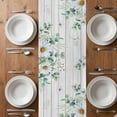 thumbnail image 4 of Table Runner 108 Inches Long for Kitchen Dining, Eucalyptus Leaves Dresser Scarf Farmhouse, Dining Table Decorations for Wedding/Parties, Daisy Spring Floral Botanical Wooden 13 x 108 In, 4 of 8