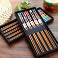 thumbnail image 3 of Homelife 5 Pairs Anti-slip Chopsticks Burr-free Food Grade Good Grip Non-stick Eating 6 Styles Floral Print Bamboo Chopsticks for Home, 3 of 13
