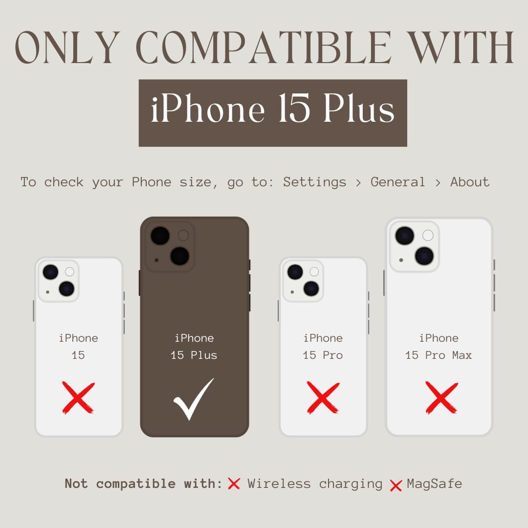 Walli Cases for iPhone 15 Plus Case Aesthetic Magnetic Wallet Phone Case Card Holder, Holds up to 2 Cards - Cute, Trendy Phone Cover for Women fits iPhone 15 Plus, with Kickstand & Finger Strap