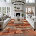 thumbnail image 3 of Orange Abstract Area Rugs 8'x10', Small Throw Rugs for Living Room Patio, Vintage Geometric Gradient Oil Painting Modern Indoor Outdoor Rug Non-Slip Low Pile Carpet Runner Reversible Floor Mats, 3 of 8