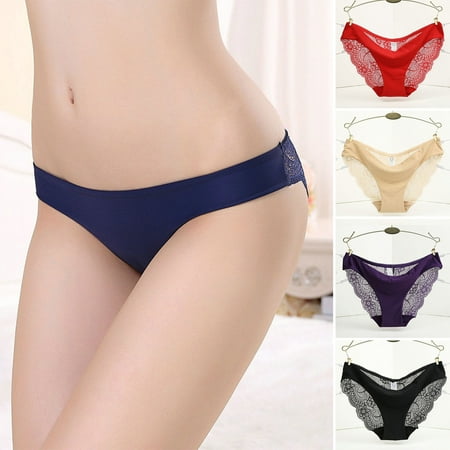 

Jiaroswwei Women Panties Triangle Shape Low Waist Lace Stitching See-through Patchwork Seductive Anti-septic Thin High Elasticity Women Briefs for Inner Wear