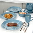 thumbnail image 5 of Bestone 16 Piece Round Kitchen Dinnerware Set,Plates and Bowls sets,Dishes, Plates, Bowls, Mugs, Dish Set，Plates and Bowls,Service for 4, Stoneware (Blue, square), 5 of 5