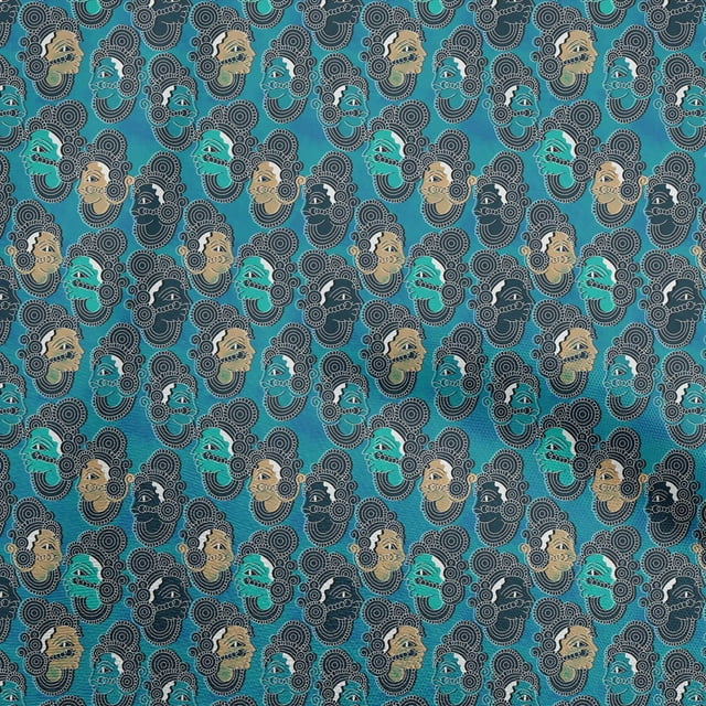 oneOone Rayon Blue Fabric Kalamkari Sewing Craft Projects Fabric Prints By Yard 56 Inch Wide