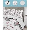 thumbnail image 4 of Cute Elephants Queen Size Down Alternative Comforter, Lightweight Comforter Quilt Bedding Set with Pillow Shams Cartoon Funny Butterflies Pink All Seasons Bed Comforter Duvet Insert 90"x96", 4 of 7