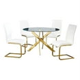thumbnail image 2 of Alison 5-piece Modern Glass Top Dinette Set in White/Gold, 2 of 2