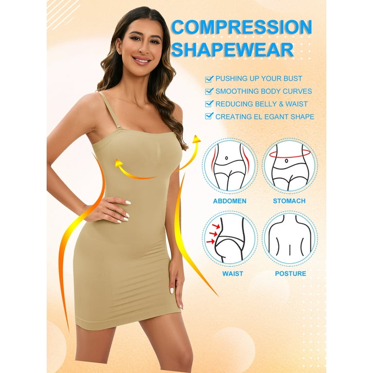 LELINTA Shapewear Slip Dress for Women Plus Size Full Body Shape Control  Slip Seamless Body Shaper Hight Waist Slimmer Extra Firm Control S-2XL 