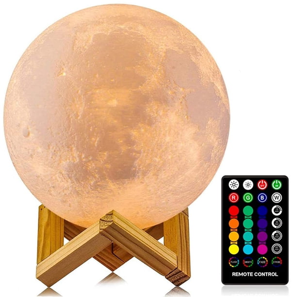 Luz nocturna LOGROTATE Moon Lamp con impresión 3D LED de 16 colores