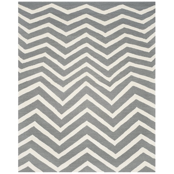 SAFAVIEH Cambridge Leon Geometric Wool Area Rug, Dark Gray/Ivory, 6' x 6' Round
