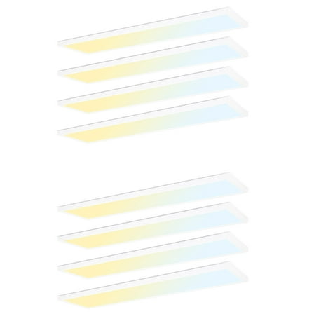 8 Pack Anti-Glare 3CCT 1x4 FT LED Flat Panel Flush Mount Light, 5%-100% Dimmable