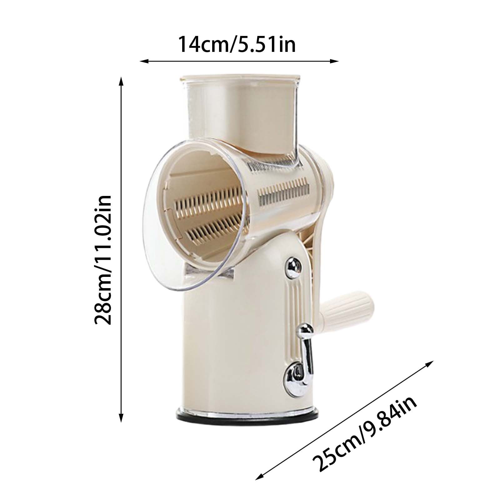 Rotary Grater With Handle | 5-in-1 Manual Food Processor for Slicing & Shredding | Kitchen Tool for Cheese, Vegetables & Fruits | Includes 5 Stainless Steel Blades & Suction Base