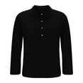 thumbnail image 5 of Olyvenn Women's Corduroy Pullover Lapel Collar Button Down Long Sleeve Sweatshirts Casual Dressy Pullover Tops with Pocket Black M, 5 of 5