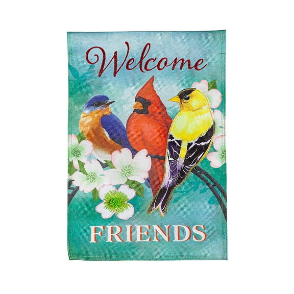 Evergreen Burlap Garden Flag - Welcome Friends, 12.5 x 18 inch Double Sided