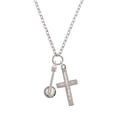 thumbnail image 2 of Delight Jewelry Silvertone Banjo Be Strong and Courageous Engraved Cross Zoey Necklace, 28", 2 of 4