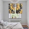 thumbnail image 5 of Sunflower Bee Kitchen Curtains Small Short 39 Inch Length, Black Yellow Farm Flower Spring Summer Grommet Top Bedroom Living Room Curtains, Light Filtering Cafe Curtain Drapes 2 Panels Set 55''x39'', 5 of 9