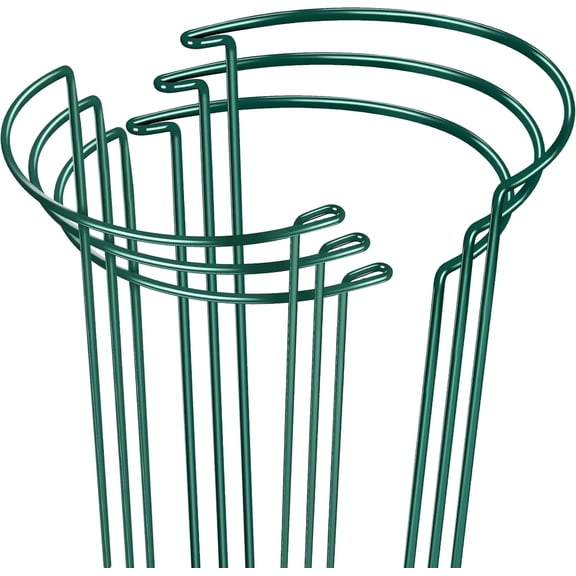 6pcs Green Metal Half Round Support Stakes, Heavy Duty Garden Support Ring Cage for Peony, Indoor Outdoor Flowers