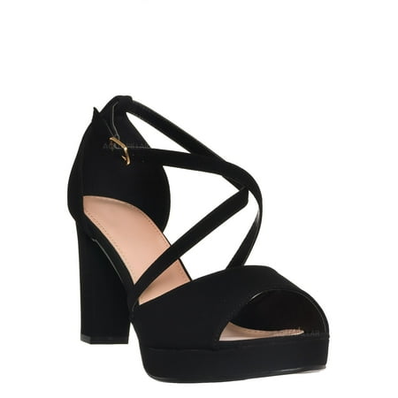 

Cross Over Ankle Strap d Orsay Pump - Women 3.5 Inch Block Heel Sandal