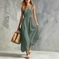 thumbnail image 6 of SZJXBUY Maxi Flowy Dresses for Women Elegant Casual Sleeveless Button Down Dresses-Summer Plus Size A Line Bohemian Spaghetti Strap Swing Sundress with Pockets Green,XXL, 6 of 8