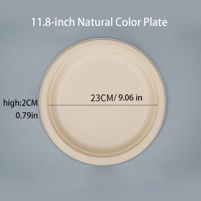 100% Compostable Paper Plates, Heavy Duty Disposable Plates [68-Pack] Plates - Eco-Friendly, Biodegradable Sugarcane Pulp, Natural Unbleached Light Brown 10" Dinner Paper Plate Disposable.