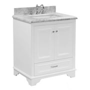 Nantucket 30" Bathroom Vanity with White Cabinet & Carrara Marble Top
