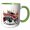 Green/White, variant on 3drose, Thou Shalt Rod Banner, Wheelies, Smoke and Flames, 11oz Two-tone Yellow Mug
