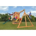 thumbnail image 3 of Creative Cedar Designs Timber Valley Wooden Playset with Wooden Roof, Glider Swing, Sandbox, Climbing Wall, Ladder, Slide & Belt Swings, 3 of 11