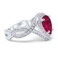 thumbnail image 2 of Pear Teardrop Engagement Ring Ruby CZ 925 Sterling Silver Size 10, 2 of 3