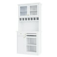 thumbnail image 7 of Sesslife Farmhouse Kitchen Pantry Storage Cabinet, Freestanding Buffet with Wine Rack, 4 Doors, Drawers and Adjustable Shelves, 74" Tall Multi-Functional Coffee Bar Cabinet Kitchen Cupboard, White, 7 of 7