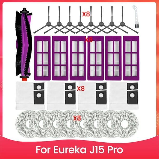 Kit de Accesorios de Repuesto para Aspiradora Robot J15 Pro, Filtros HEPA, Cepillos Laterales, Paño de Fregona, Bolsas para Polvo