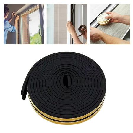 

6M Self Sticky Foam Rubber Door Weather Strip Easily Install Bottom Size 9 x 4mm Rubber Tape Durable Long Protection Black