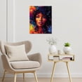 thumbnail image 3 of African American Wall Art Fashion Black Girl with Blue Red Yellow Curly Hair Canvas Wall Art Graffiti Black Women Framed Wall Art for Living Room Bedroom Bathroom Home Decor Ready to Hang,12x12 Inches, 3 of 7
