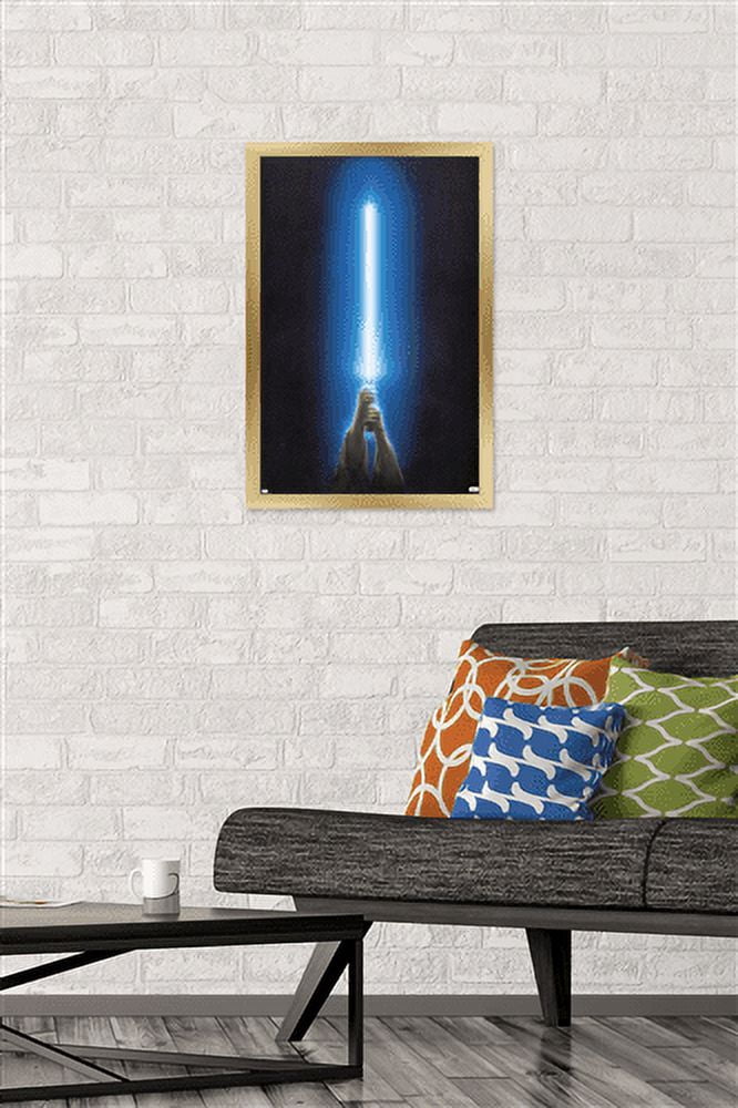 Star Wars: Original Trilogy - Blue Lightsaber Wall Poster, 14.725" x 22.375", Framed