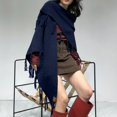 thumbnail image 6 of HuangHuanChen Shawl Wraps for Women Scarf Sweater Retro Solid Color Fringe Shawl Cardigan Cape Soft Knit Blanket Shoulder Tops Shawls and Wraps for Evening Dresses One Size, 6 of 7