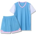 thumbnail image 4 of Little Girl Outfit Sets Unisex Training Sports Team 5 14 Years Girls Spring Clothes,Sky Blue,Size 7 -8 Years, 4 of 5