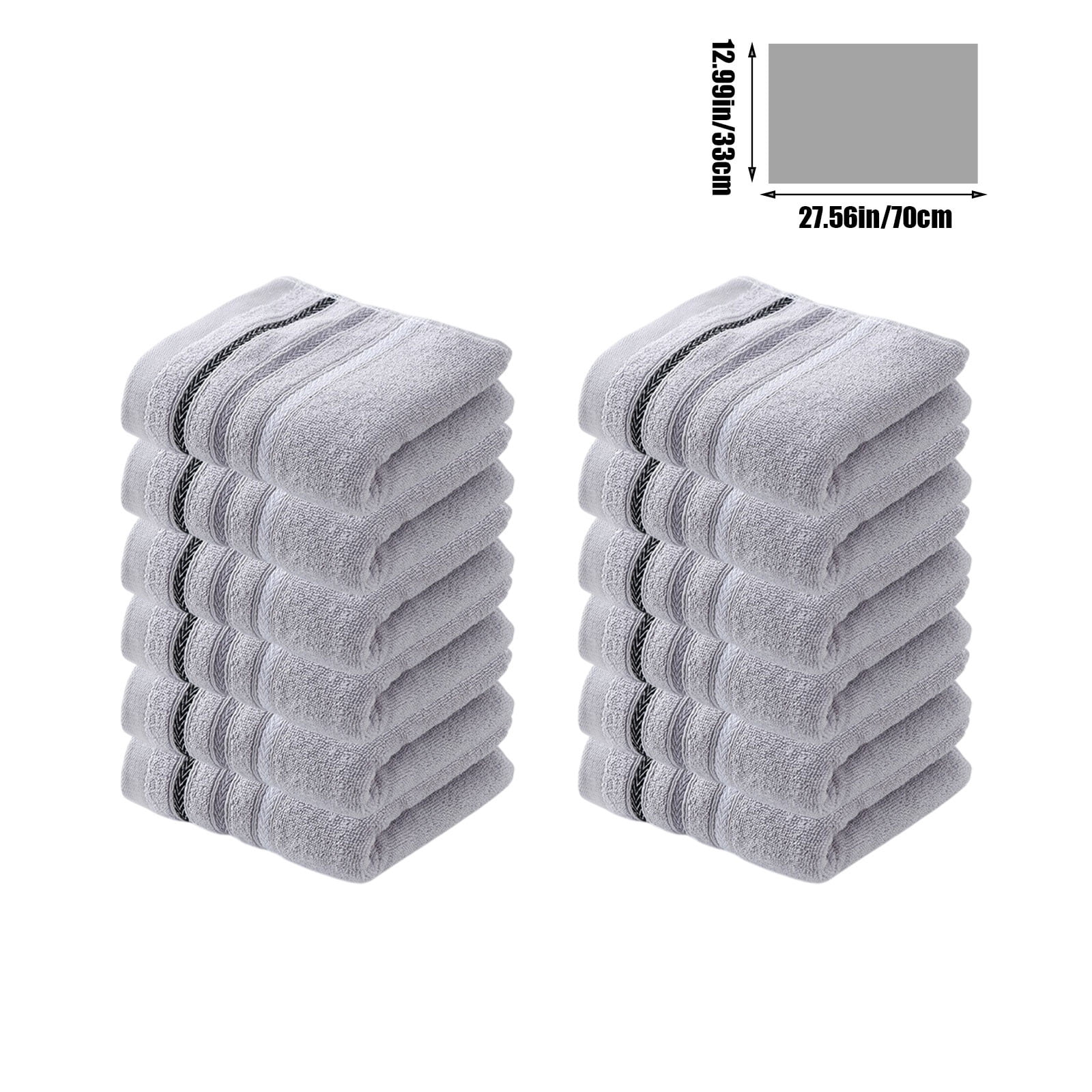 Hiroekza 12-Pack 100% Cotton Hand Towels Set for Bathroom Bath Sheets - Soft, Skin-frindly, Absorbent Towels for Bathroom, Gym, Spa, Hair Care, Facial Towels for Estheticians, Massage Towels Gray